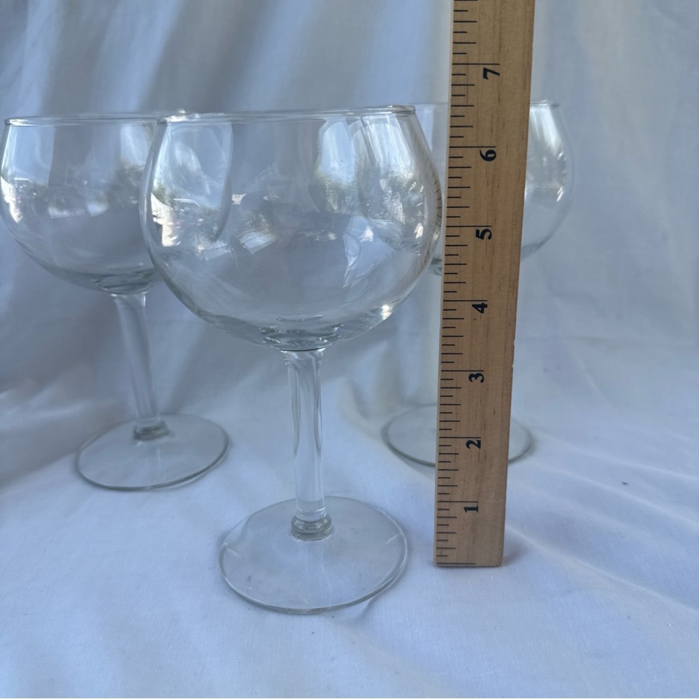 Set of 3 Balloon Red Wine Glasses Clear Glass Vintage 7” - Picture 5 of 5